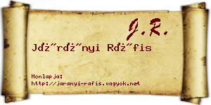 Járányi Ráfis névjegykártya